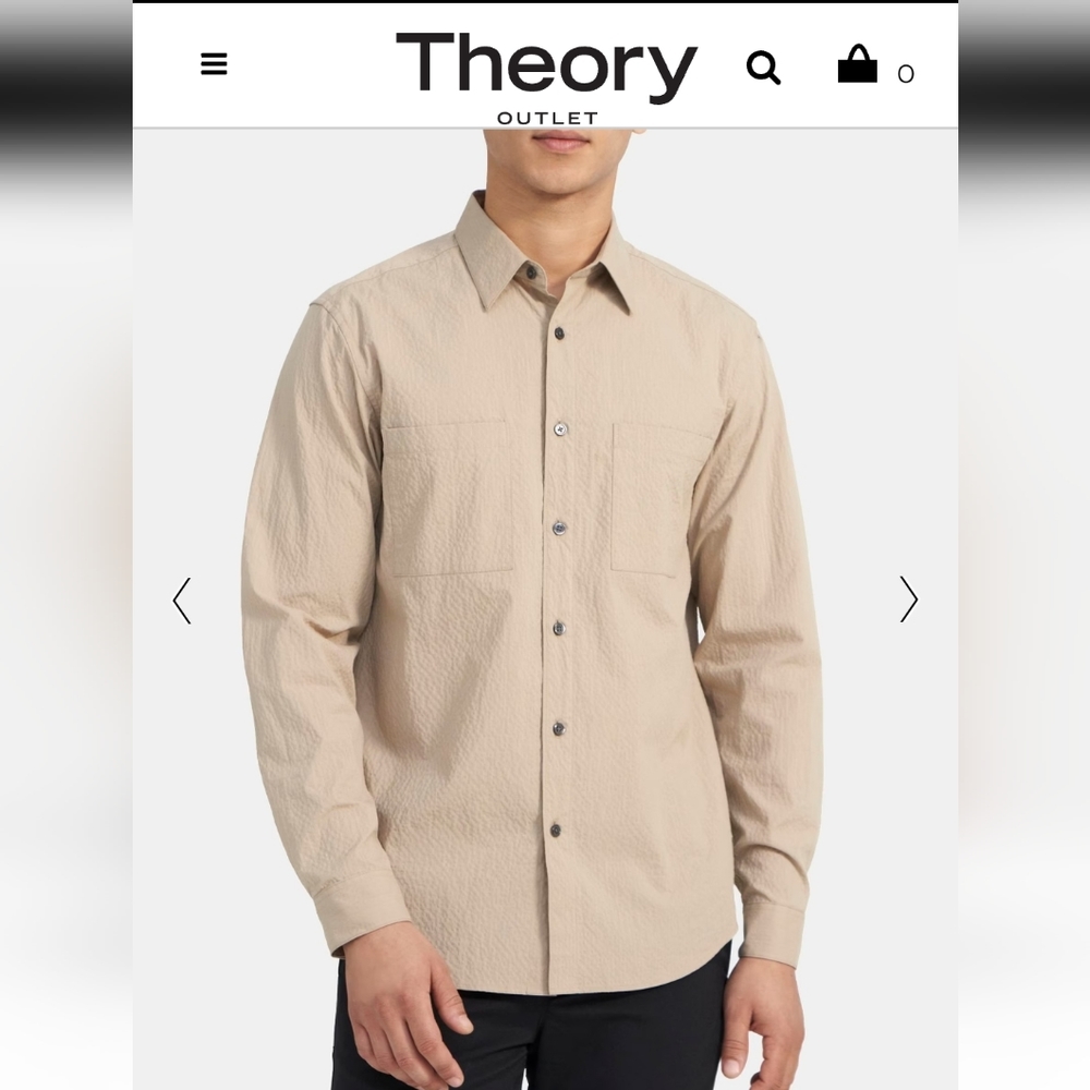 Theory irving 2p beige stone men’s shirt size L
